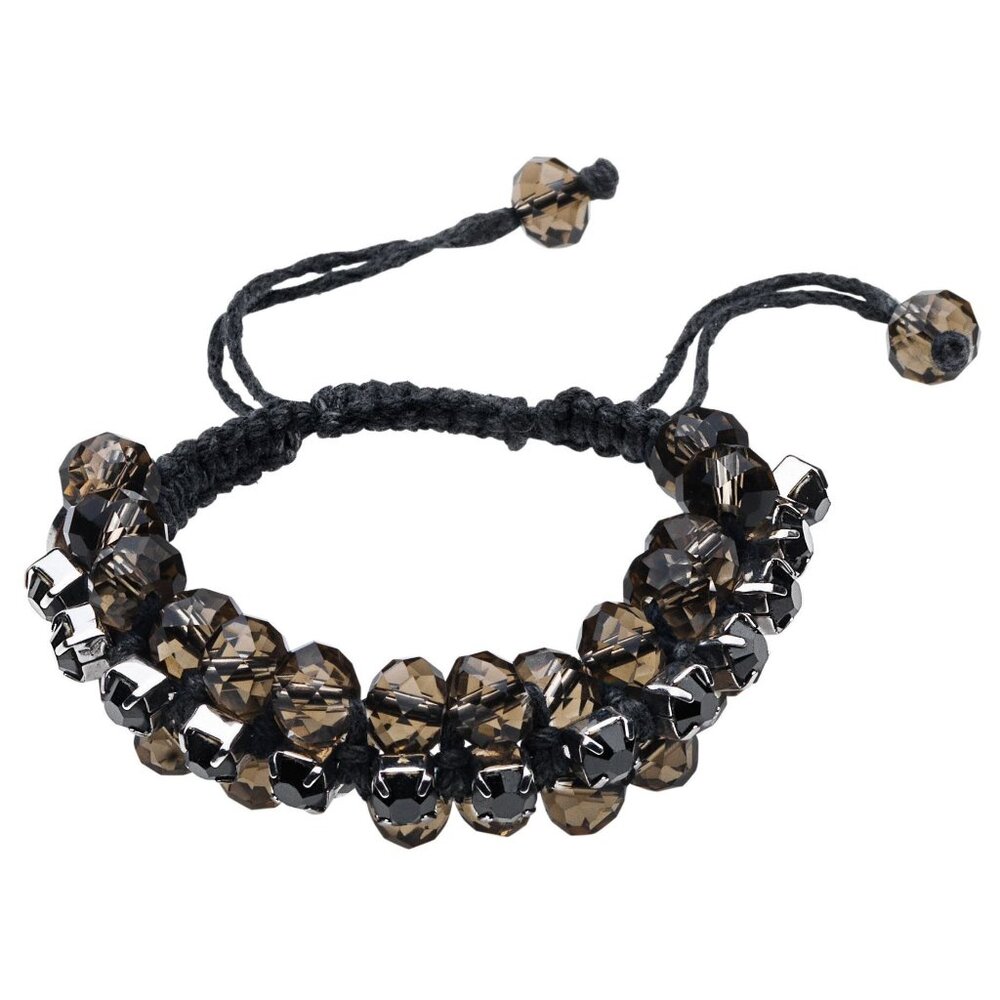 Dyrberg/Kern Jive back and grey crystal and bead macrame bracelet